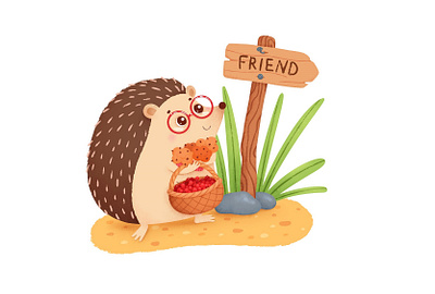 hedgehog friend 2d art cartoon character charachter design children book illustration cute art digital art drawing friendship hedgehog illustration