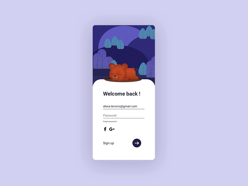 Sign In / sleep animated animated gif animation app dailyui design illustration sign in sign in ui ui