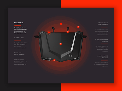 Netgear Nighthawk XR500 call out design features hardware hover netgear nighthawk product features product hardware product highlight product website router ui ui design ux ux design web web design website website design