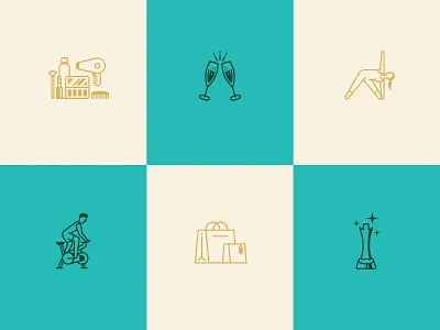 ACM Awards Experience Icons 2020 branding champagne cycling icon music shopping yoga