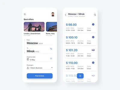 Flight Tickets app aviation design figma flight ios iphone mobile app purchase travel ui user inteface ux