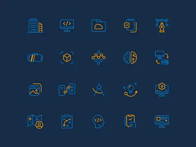 Clevyr Iconography blue custom design graphic design icon icon set icons icons design iconset illustration orange vector