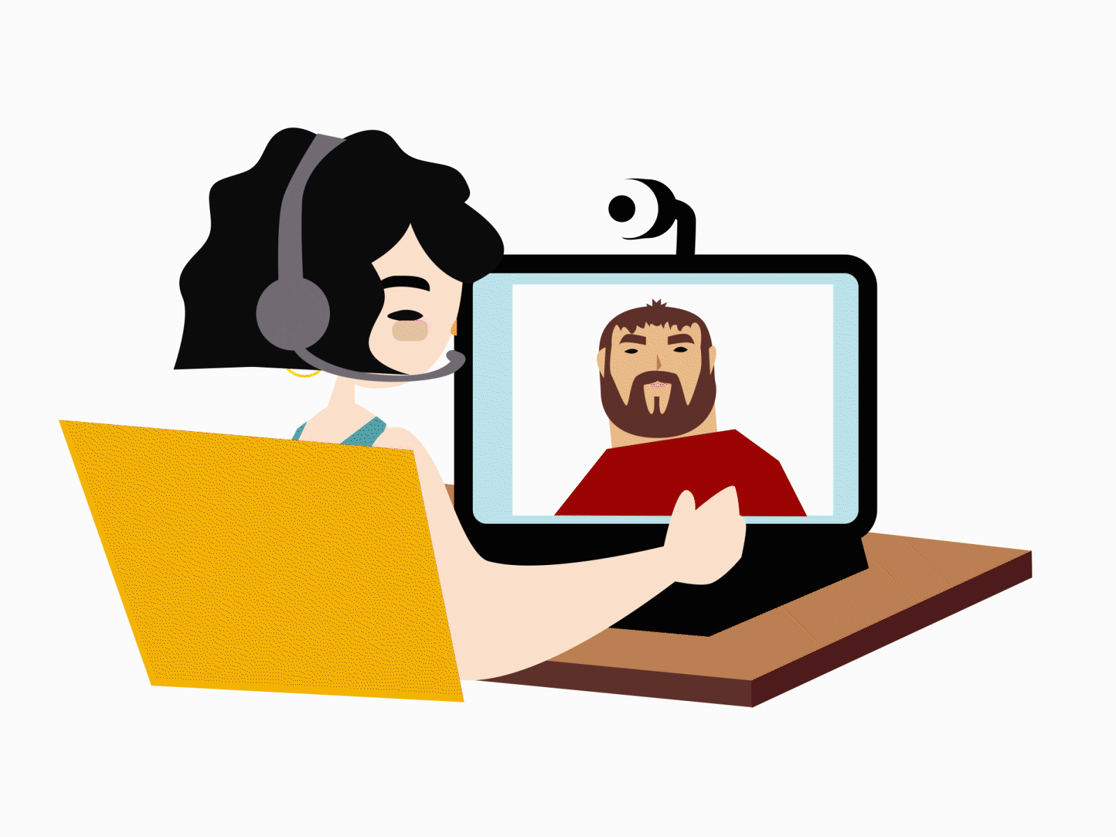 Embrace video calling after effects animation character animation character design covid 19 design digital email illustration vector video call videocalls website wfh work from home working yoga