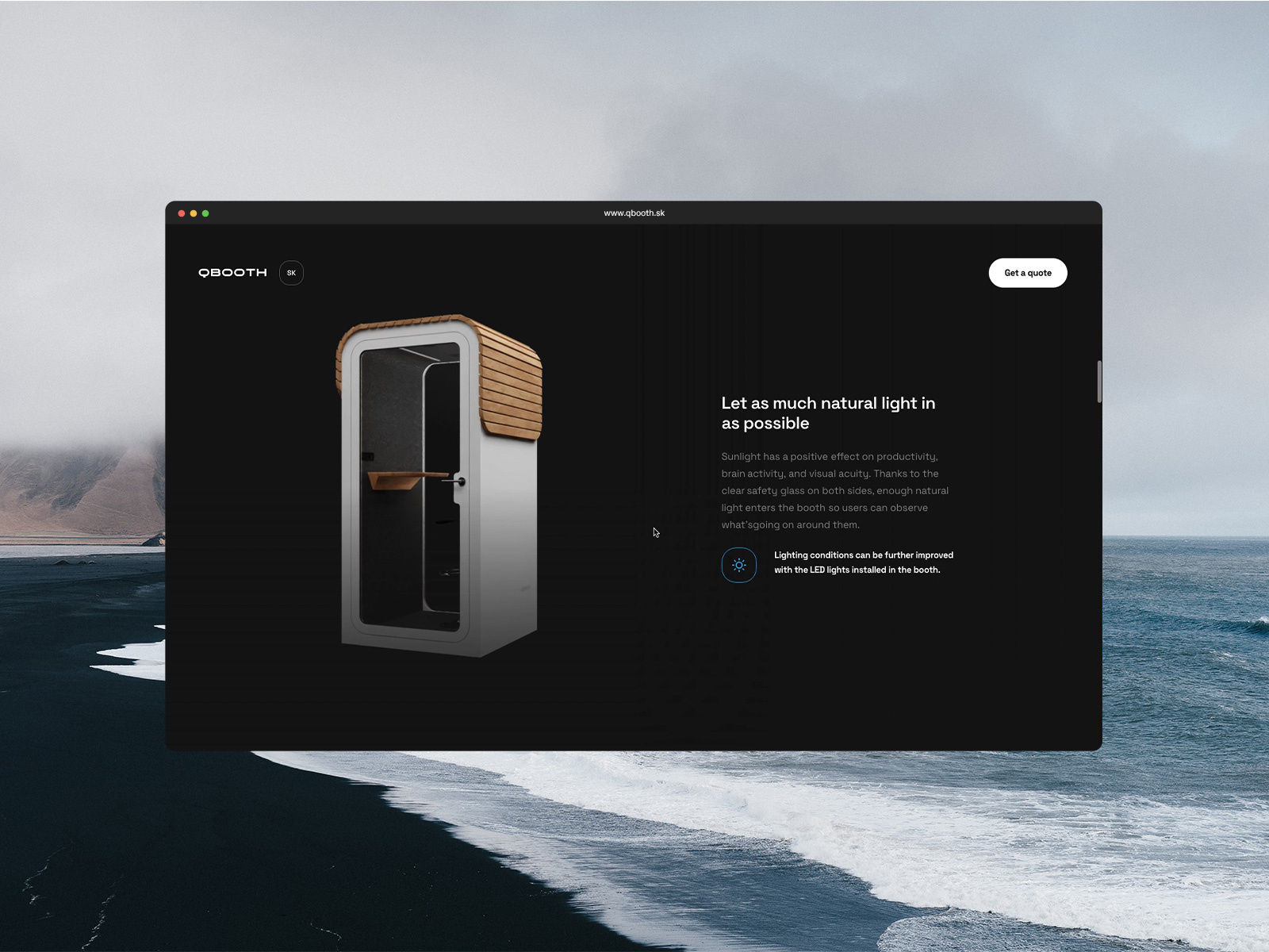 New Case Study – QBOOTH 3d animation clean dark homepage landing lotti minimal scrolling sprite webdesign website