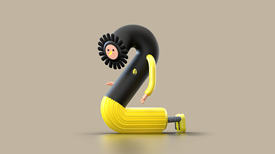 Number 2 for 36 days of type 36daysoftype07 3d 3d illustration c4d character illustration letter modelling redshift rendering