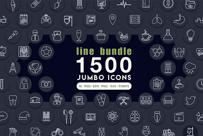 Jumbo Line Icons Pack branding dashboard design flat icons graphic design icon icons icons design illustration social media startup icon