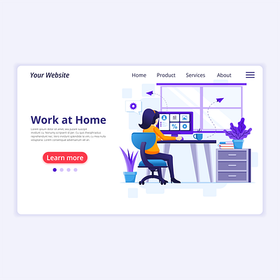 Working from home - Quarantine concept illustration app at concept coronavirus covid 19 design flat flat illustration home icon illustration landing page onboarding screens quarantine stay ui design ui kit vector web design work