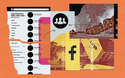 227 climate change collage editorial illustration facebook facebook groups fires hurricanes illustration socialmedia