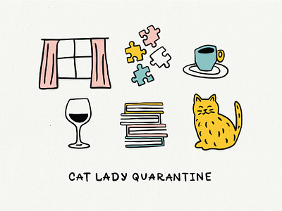 Cat Lady Quarantine cat cat lady illustration quarantine social distancing stay home stay inside