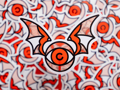 Clear Flying Eyeball Sticker clear eye flying halftone illustration monoline pop art print red sticker tattoo wings