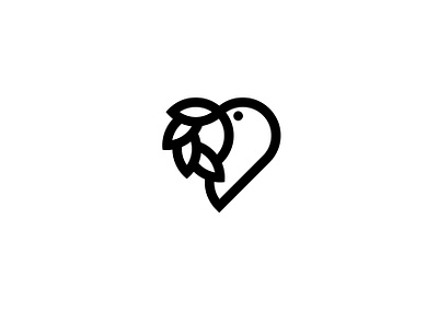 dove bird design heart logo mark