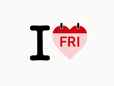 I love fridays art calendar conceptual design friday graphic heart icon illustration logo logotype love minimal minimalist party red sticker t shirt vector weekend