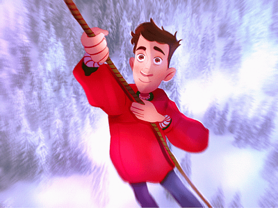 Arthur Christmas – The Drawcember 2019 boy cartoon cartoon character cartoon illustration character design character illustration climbing drawcember forest illustration pine rope smile snow sweater