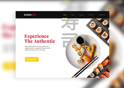 Sushi Zen Landing Page daily 100 challenge dailyui 003 dailyuichallenge dark mode food ladning page layoutdesign mordern restaurant sushi ui ui design uidesign uidesigns uiux ux ux ui uxdesign uxdesigns uxui