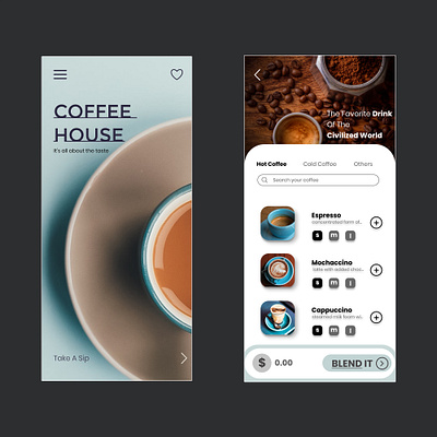 COFFEE HOUSE app branding design minimal typography ui ux