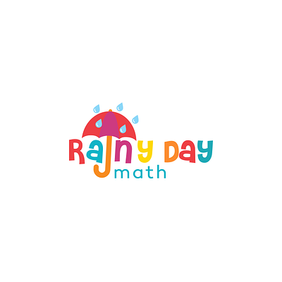 Rainy Day math - kids project branding design flat illustration logo vector