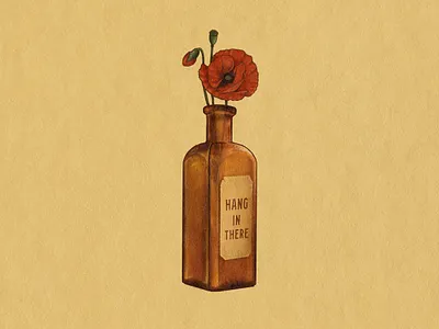 Hang in There design illustration photoshop procreate texture truegrit vintage