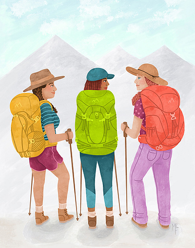 Backpackers adventure artist backpackers backpacking digital illustration hiking illustration outdoors procreate women empowerment women in illustration