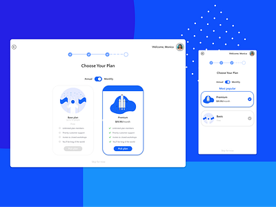 Choosing pricing plan blues concept illustration mobile app mobile design mobile ui oboarding onboarding illustration onboarding screen onboarding ui ui web web app webdesign