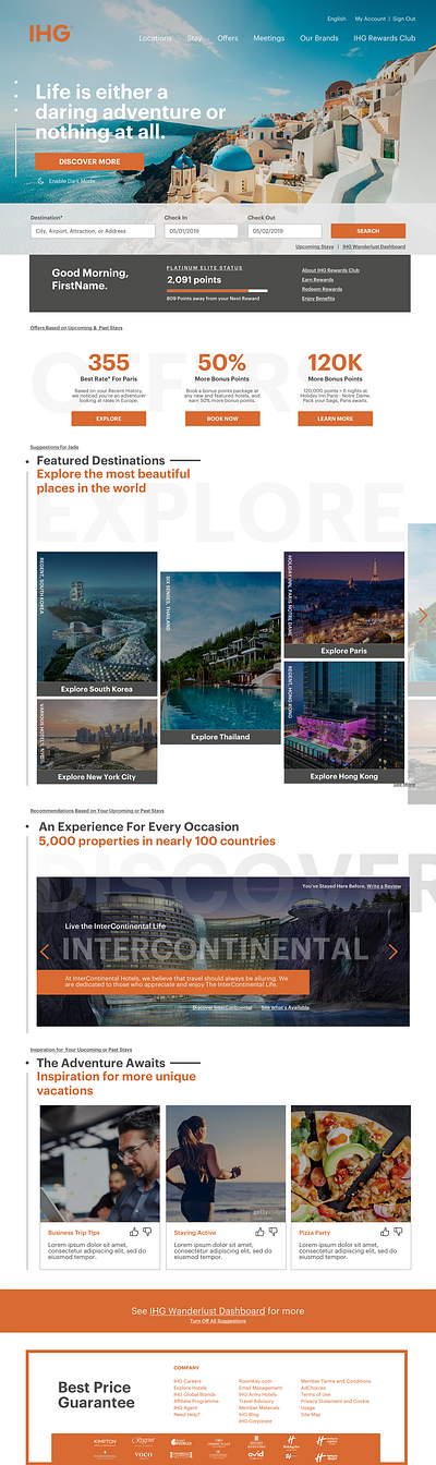 IHG Home Page Concept branding design ui