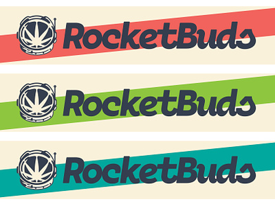 Rocket Buds Case Study 2d astronaut badge brand branding cannabis helmet illustration logo logomark logotype marijuana nasa planet pot rocket ship space stars weed