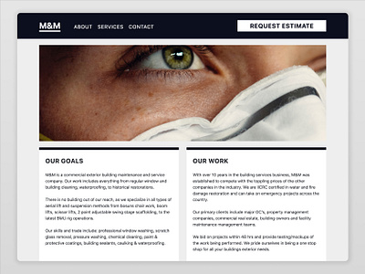 MM Building Services – 1 Pager handcoded prototype ui design