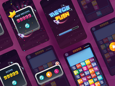 Merge push Game UI app application digitalart doondook galaxy game game app game art game design game logo game ui html5 illustration logo logodesign mergepush planets ui uidesign web