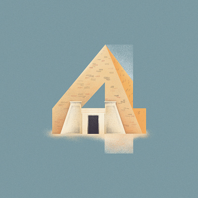 4 is for Nubian pyramids in Sudan 36daysoftype 36daysoftype07 dribbble illustration illustration art number pyramid