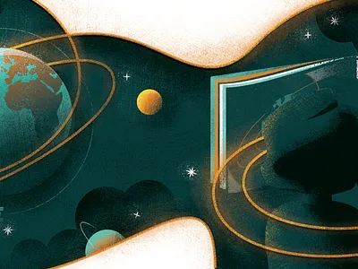 Great King Progress X-a childrens book clouds dreamy earth illustration kids planets sky space stars texture vector