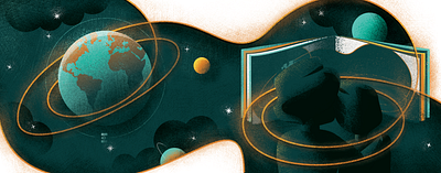 Great King Progress X-a childrens book clouds dreamy earth illustration kids planets sky space stars texture vector