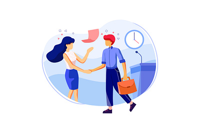 Two persons are shaking hands, business businessman chart corporate data employee graph growth illustration job office startup success vector work