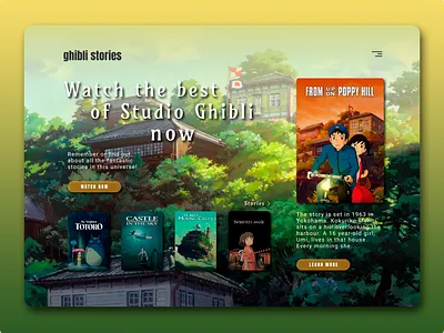 Ghibli Stories animation design ghibli interface ui ux website