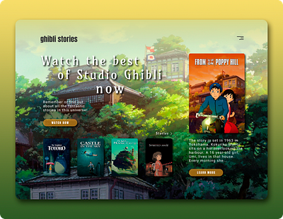 Ghibli Stories animation design ghibli interface ui ux website