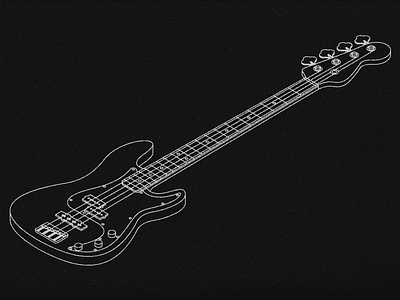 Squier Affinity Precision Bass - Isometric Illustration bass blueprint fender guitar illustration isometric squier