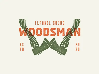 Woodsman Flannel Goods branding flannel hatchet logo logos lumberjack woodblock