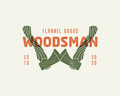 Woodsman Flannel Goods branding flannel hatchet logo logos lumberjack woodblock