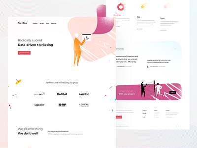 Marketing Homepage — SaaS Landing agency constructivism creative agency homepage illustration landing landing page marketing marketing agency marketing page marketing site onboarding orange pink saas saas landing page saas website sass tool website