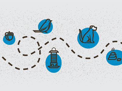 Scavenger Hunt acorn bird bird feeder dog grain icons iconset line work map nature poop trail vector