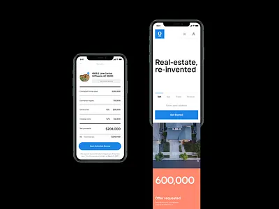 Mobile concepts homepage house layout offer realestate responsive design social proof ui web
