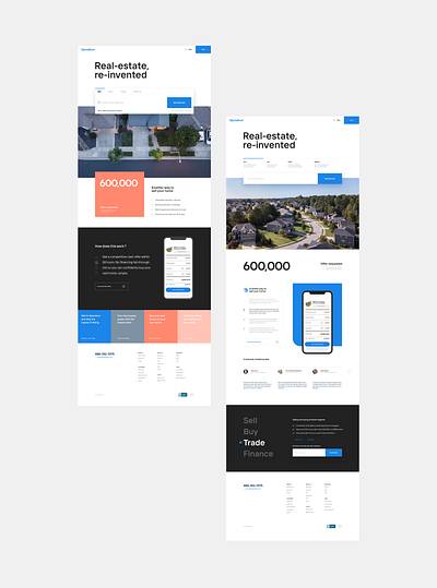 Homepage concepts brand house housing layout minimalist design opendoor real estate ui web