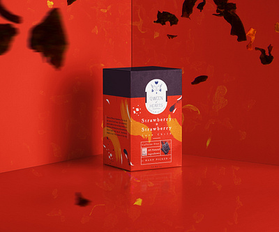 Qween of Hearts - Strawberry Tea box branding branding design casestudy design illustration tea