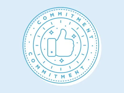Commitment art badge commitment core values corporate design icon illustration logo monoline thumbs up vector vintage