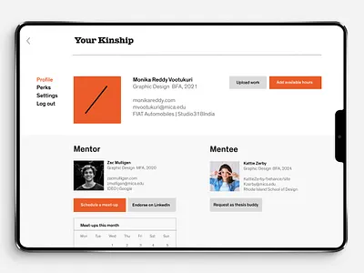 Profile screen for a Mentorship experience profile user experience ux user profile userinterface visual design