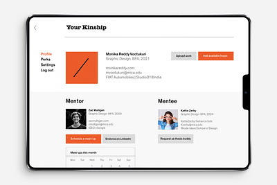 Profile screen for a Mentorship experience profile user experience ux user profile userinterface visual design