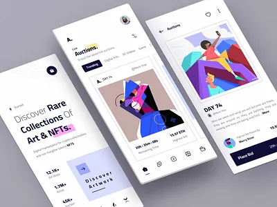 NFT Mobile App - Light Version🔥🤘 app crypto design eth exchange illustration light metamask minimal nft trend ui uidesign uiux