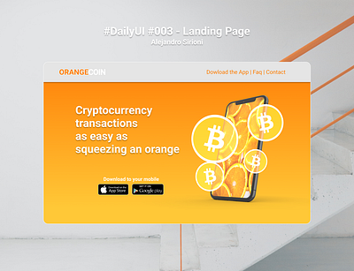 #DailyUI #003 - Landing Page - Orange Coin - Crypto 003 challenge daily daily ui figma figmadesign landing landing page design landingpage product design ui ux web webdesign