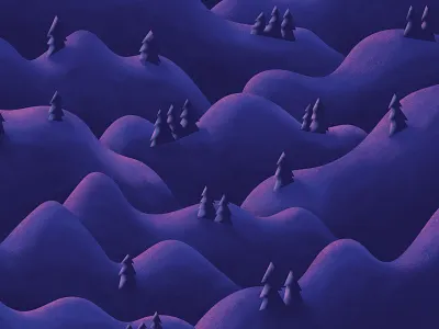 Happy little trees. gift hills illustration painting winter