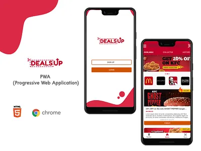 DealsUp PWA app coupons deals mobile ui pwa ux ui