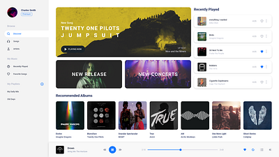 Music dashboard app deezer design itunes music music app music player online streaming spotify tidal ui ux wirave