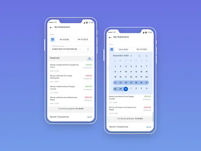 "Statements" a Payment Interface bank concept design figma mobile app mobile ui mobile wallet statement ui uiux wallets